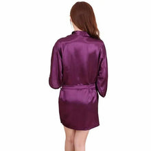 Load image into Gallery viewer, Luxury White Silk Women Bathrobe Soft Short Ladies Sleepwear Indoor Bathrobe Party Sleepwear With Waist Belt
