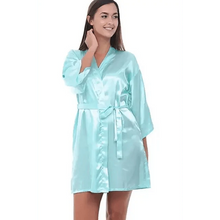 Load image into Gallery viewer, Luxury White Silk Women Bathrobe Soft Short Ladies Sleepwear Indoor Bathrobe Party Sleepwear With Waist Belt