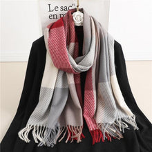 Load image into Gallery viewer, Winter Long Plaid Headwear Scarf Warm Shawls Cashmere Female Scarfs Scarves Lady Tassel Shawl Wraps For Women