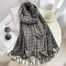 Load image into Gallery viewer, Winter Long Plaid Headwear Scarf Warm Shawls Cashmere Female Scarfs Scarves Lady Tassel Shawl Wraps For Women