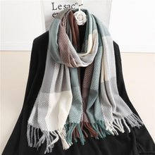 Load image into Gallery viewer, Winter Long Plaid Headwear Scarf Warm Shawls Cashmere Female Scarfs Scarves Lady Tassel Shawl Wraps For Women