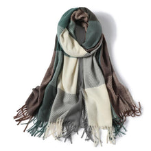 Load image into Gallery viewer, Winter Long Plaid Headwear Scarf Warm Shawls Cashmere Female Scarfs Scarves Lady Tassel Shawl Wraps For Women