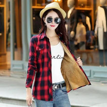 Load image into Gallery viewer, Luxury Winter Warm, Plus Velvet Thicken Plaid Shirt Style Coat Jacket For Women Clothes/Tops/Casual/Jacket/Outerwear For Female