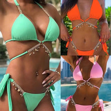 Load image into Gallery viewer, Luxury Woman Bikini Set Diamond Swimsuit Vintage Ladies Swimwear Low Waist Bathing Suit Shining Summer Beach Wear
