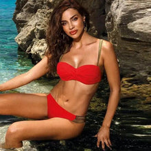 Load image into Gallery viewer, Luxury Woman Bikini Solid Color Bikini Women Swimwear Swimsuit Modern Female Bathing Suit Push Up Bikini Set Beachwear Swimsuit Women Push Up Bikinis Set Pink Swimwear Bandage Bathing Suits