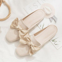 Load image into Gallery viewer, Luxury Woman Summer Close Toe Slippers Lazy Slides Flat Heel Slippers Outdoor Flip Flops Shoes Black Dress Shoes Soft Round-Toe White Flats Casual Flats Shoes