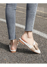 Load image into Gallery viewer, Luxury Woman Summer Close Toe Slippers Lazy Slides Flat Heel Slippers Outdoor Flip Flops Shoes Black Dress Shoes Soft Round-Toe White Flats Casual Flats Shoes
