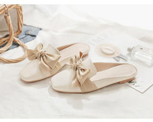 Load image into Gallery viewer, Luxury Woman Summer Close Toe Slippers Lazy Slides Flat Heel Slippers Outdoor Flip Flops Shoes Black Dress Shoes Soft Round-Toe White Flats Casual Flats Shoes