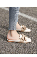 Load image into Gallery viewer, Luxury Woman Summer Close Toe Slippers Lazy Slides Flat Heel Slippers Outdoor Flip Flops Shoes Black Dress Shoes Soft Round-Toe White Flats Casual Flats Shoes