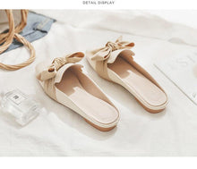 Load image into Gallery viewer, Luxury Woman Summer Close Toe Slippers Lazy Slides Flat Heel Slippers Outdoor Flip Flops Shoes Black Dress Shoes Soft Round-Toe White Flats Casual Flats Shoes