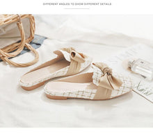 Load image into Gallery viewer, Luxury Woman Summer Close Toe Slippers Lazy Slides Flat Heel Slippers Outdoor Flip Flops Shoes Black Dress Shoes Soft Round-Toe White Flats Casual Flats Shoes