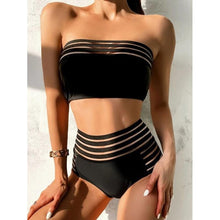 Load image into Gallery viewer, Luxury Women Black Bikini High Waist Swimwear Female 2 Pieces Set Swimsuit Bathing Suit Women Beach Women's High Waisted Bandage Bikini Set Two Piece Push Up Swimsuits