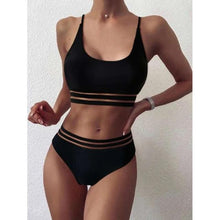 Load image into Gallery viewer, Luxury Women Black Bikini High Waist Swimwear Female 2 Pieces Set Swimsuit Bathing Suit Women Beach Women's High Waisted Bandage Bikini Set Two Piece Push Up Swimsuits