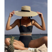 Load image into Gallery viewer, Luxury Women Black Bikini High Waist Swimwear Female 2 Pieces Set Swimsuit Bathing Suit Women Beach Women's High Waisted Bandage Bikini Set Two Piece Push Up Swimsuits