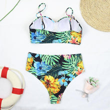 Load image into Gallery viewer, Luxury Women Black Bikini High Waist Swimwear Female 2 Pieces Set Swimsuit Bathing Suit Women Beach Women's High Waisted Bandage Bikini Set Two Piece Push Up Swimsuits