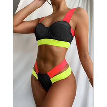 Load image into Gallery viewer, Luxury Women Black Bikini High Waist Swimwear Female 2 Pieces Set Swimsuit Bathing Suit Women Beach Women's High Waisted Bandage Bikini Set Two Piece Push Up Swimsuits