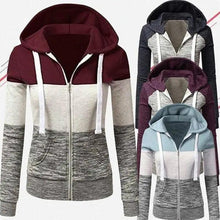 Load image into Gallery viewer, Luxury Women Patchwork Hoodie Spring Autumn Slim Hooded Jacket Fashion Long Sleeve Drawstring Pocket Hoodies Sweatshirts Women's Hoodie Color Block Casual Pullover Hoodie