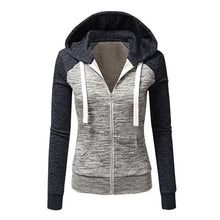 Load image into Gallery viewer, Luxury Women Patchwork Hoodie Spring Autumn Slim Hooded Jacket Fashion Long Sleeve Drawstring Pocket Hoodies Sweatshirts Women's Hoodie Color Block Casual Pullover Hoodie