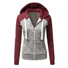 Load image into Gallery viewer, Luxury Women Patchwork Hoodie Spring Autumn Slim Hooded Jacket Fashion Long Sleeve Drawstring Pocket Hoodies Sweatshirts Women's Hoodie Color Block Casual Pullover Hoodie