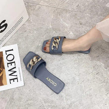 Load image into Gallery viewer, Luxury Women Summer Slipper Square Toe Chain Slippers Fashion Open Toe Metal Chain Beach Shopping Party Flip Flops For Women