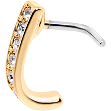 Load image into Gallery viewer, 18G Clear CZ Gold Tone Sleek Faux Hoop L Shaped Nose Ring