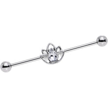 Load image into Gallery viewer, 14G Clear Gem Lonely Lotus Flower Industrial Barbell 38mm