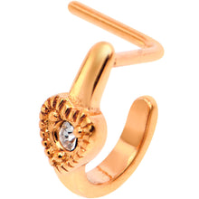 Load image into Gallery viewer, 20G Gem Rose Gold Tone Heart Faux Hoop L Shaped Nose Ring