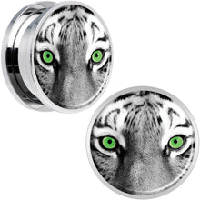 Load image into Gallery viewer, Black White Tiger Eyes Steel Screw Fit Plug Set 20mm