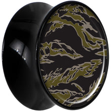 Load image into Gallery viewer, Black Acrylic Tiger Camo Print Saddle Plug Set 20mm