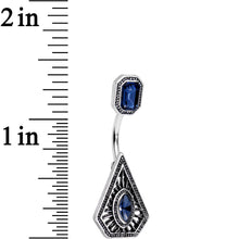 Load image into Gallery viewer, Navy Blue Gem Geometric Edge Double Mount Belly Ring