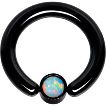 Load image into Gallery viewer, 8G 1/2 White Faux Opal 5mm Disc Black IP BCR Captive Ring