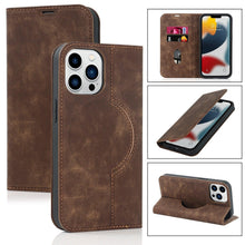 Load image into Gallery viewer, Magnetic Leather Wallet Phone Cover for iPhone 14 Plus 13 Pro Max 12 Mini for Wireless Charging Kickstand Card Case Magnetic Flip PU Leather Phone Case with Card Holder Slots Kickstand Shockproof Case