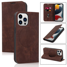 Load image into Gallery viewer, Magnetic Leather Wallet Phone Cover for iPhone 14 Plus 13 Pro Max 12 Mini for Wireless Charging Kickstand Card Case Magnetic Flip PU Leather Phone Case with Card Holder Slots Kickstand Shockproof Case