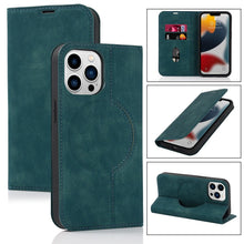 Load image into Gallery viewer, Magnetic Leather Wallet Phone Cover for iPhone 14 Plus 13 Pro Max 12 Mini for Wireless Charging Kickstand Card Case Magnetic Flip PU Leather Phone Case with Card Holder Slots Kickstand Shockproof Case