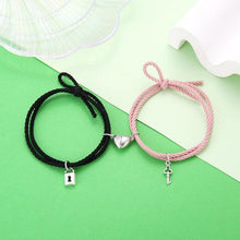 Load image into Gallery viewer, Magnetic Love Heart Attraction Couple Bracelets Distance Relationship Braid Rope Bracelet Magnet Matching Couples Mutual Attraction Couples Bracelets Matching Bracelets For Couples Magnetic Peach Heart Bracelet For Girlfriend