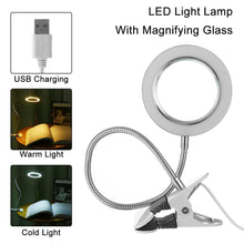 Load image into Gallery viewer, Magnifier Nail Beauty Light Tattoo Clip Light USB Table Lamp Flexible LED Desk Lamp Student Book Lights Study Lamp Reading Light Decorative Table Lamp Cute Study Lamps for Bedroom Décor
