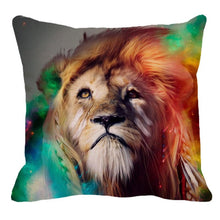 Load image into Gallery viewer, Male Lion Printing Linen Pillow Cover Lion Leo King Square Cushion Covers For Home Sofa Bed Chair Decoration