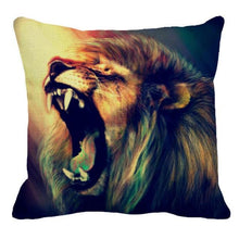 Load image into Gallery viewer, Male Lion Printing Linen Pillow Cover Lion Leo King Square Cushion Covers For Home Sofa Bed Chair Decoration