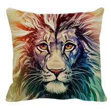 Load image into Gallery viewer, Male Lion Printing Linen Pillow Cover Lion Leo King Square Cushion Covers For Home Sofa Bed Chair Decoration