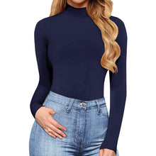 Load image into Gallery viewer, MANGOPOP Women's Mock Turtle Neck Long Sleeve Tops Bodysuit Jumpsuit