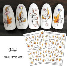Load image into Gallery viewer, Maple Leaves 3D Nail Stickers Fall Leaf Flowers Line Sliders For Nails Self Adhesive Stickers Autumn Manicuring Decals Transfer Nail Decals Sticker For Pretty Girl Self-Adhesive Nail Decals Designer Nail Stickers for Acrylic