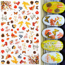 Load image into Gallery viewer, Maple Leaves 3D Nail Stickers Fall Leaf Flowers Line Sliders For Nails Self Adhesive Stickers Autumn Manicuring Decals Transfer Nail Decals Sticker For Pretty Girl Self-Adhesive Nail Decals Designer Nail Stickers for Acrylic
