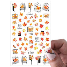 Load image into Gallery viewer, Maple Leaves 3D Nail Stickers Fall Leaf Flowers Line Sliders For Nails Self Adhesive Stickers Autumn Manicuring Decals Transfer Nail Decals Sticker For Pretty Girl Self-Adhesive Nail Decals Designer Nail Stickers for Acrylic