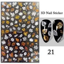 Load image into Gallery viewer, Maple Leaves 3D Nail Stickers Fall Leaf Flowers Line Sliders For Nails Self Adhesive Stickers Autumn Manicuring Decals Transfer Nail Decals Sticker For Pretty Girl Self-Adhesive Nail Decals Designer Nail Stickers for Acrylic