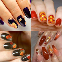 Load image into Gallery viewer, Maple Leaves 3D Nail Stickers Fall Leaf Flowers Line Sliders For Nails Self Adhesive Stickers Autumn Manicuring Decals Transfer Nail Decals Sticker For Pretty Girl Self-Adhesive Nail Decals Designer Nail Stickers for Acrylic