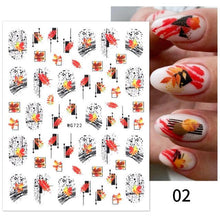 Load image into Gallery viewer, Maple Leaves 3D Nail Stickers Fall Leaf Flowers Line Sliders For Nails Self Adhesive Stickers Autumn Manicuring Decals Transfer Nail Decals Sticker For Pretty Girl Self-Adhesive Nail Decals Designer Nail Stickers for Acrylic