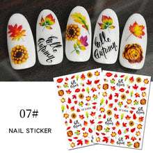 Load image into Gallery viewer, Maple Leaves 3D Nail Stickers Fall Leaf Flowers Line Sliders For Nails Self Adhesive Stickers Autumn Manicuring Decals Transfer Nail Decals Sticker For Pretty Girl Self-Adhesive Nail Decals Designer Nail Stickers for Acrylic