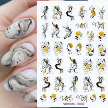 Load image into Gallery viewer, Marble Blooming 3D Nail Sticker Decals Flower Leaves Transfer Water Sliders Abstract Geometric Lines Nail Watermark Decals iridescent Decoration Nail Self-Adhesive Decals Nail Stickers Water Transfer Fresh Nail Decals for Nail Art Butterfly Palm