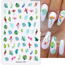 Load image into Gallery viewer, Marble Blooming 3D Nail Sticker Decals Flower Leaves Transfer Water Sliders Abstract Geometric Lines Nail Watermark Decals iridescent Decoration Nail Self-Adhesive Decals Nail Stickers Water Transfer Fresh Nail Decals for Nail Art Butterfly Palm