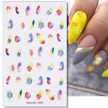 Load image into Gallery viewer, Marble Blooming 3D Nail Sticker Decals Flower Leaves Transfer Water Sliders Abstract Geometric Lines Nail Watermark Decals iridescent Decoration Nail Self-Adhesive Decals Nail Stickers Water Transfer Fresh Nail Decals for Nail Art Butterfly Palm